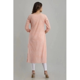 Frionkandy - Peach Cotton Womens A-line Kurti ( Pack of 1 ) - None