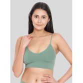 ILRASO - Green Cotton Blend Removable Padding Women's Sports Bra ( Pack of 1 ) - None