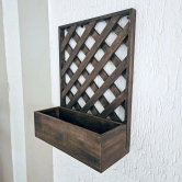 BARISH - Wall Mounted Planter - Single Square | Handcrafted with Rubberwood | Indoor Planter Frame with Stand 18 x 14 x 6 Inches