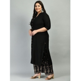 PrettyPlus by Desinoor - Black Straight Rayon Women''s Stitched Salwar Suit ( Pack of 1 ) - None