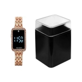 Rhonium Rose Gold Metal Digital Womens Watch