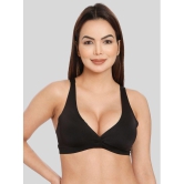 ILRASO - Black Satin Removable Padding Women's Plunge Bra ( Pack of 1 ) - None