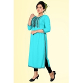 haya fashion - Turquoise Rayon Women's Straight Kurti ( Pack of 1 ) - None