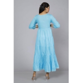 JC4U - Light Blue Cotton Blend Womens Fit & Flare Dress ( Pack of 1 ) - None