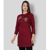 JC4U - Red Rayon Womens Straight Kurti - L