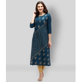 Estela - Blue Rayon Womens Straight Kurti - None