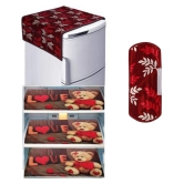 Fabolic Set of 5 Polyester Maroon Fridge Top Cover - Maroon