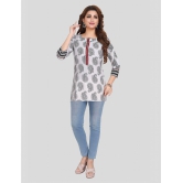 Meher Impex Cotton Printed Straight Womens Kurti - White ( Pack of 1 ) - None