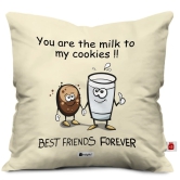 Indigifts Friendship Day Best Friends Forever Printed Satin Cushion Cover for Bestie-Roommate-Hostel-BFF, 16X16 Inch