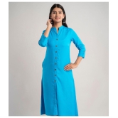 MAUKA - Blue Rayon Womens Front Slit Kurti ( Pack of 1 ) - None