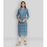 KIPEK - Blue Cotton Women's Straight Kurti ( Pack of 1 ) - XL