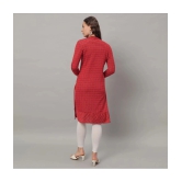 Glito Cotton Blend Checks Front Slit Womens Kurti - Red ( Pack of 1 ) - None