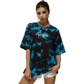 London Hills Tie Dye Tshirt for Women Oversized t Shirts for Women Drop Shoulder Tshirt Half Sleeve T-Shirt Blue Black