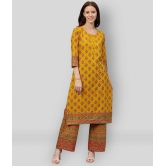 KIPEK - Yellow Straight Cotton Women's Stitched Salwar Suit ( Pack of 1 ) - XL