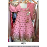 Latest Attractive Satin Mirror Work Semi Stitched Lehenga Choli-Pink