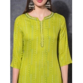 Mamoose Cotton Blend Printed Straight Womens Kurti - Green ( Pack of 1 ) - None