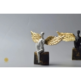 Fairy with Golden Wings (9x7 Inches)-White