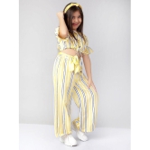 Naughty Ninos Yellow & White Polyester Girls Top With Palazzo ( Pack of 1 ) - None