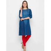 Globus - Blue Viscose Women''s Straight Kurti ( Pack of 1 ) - None