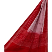 Gray Red Sambalpuri Handwoven Single Ikat Cotton Dupatta