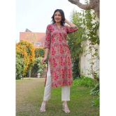 Vbuyz Cotton Printed Straight Womens Kurti - Pink ( Pack of 1 ) - None