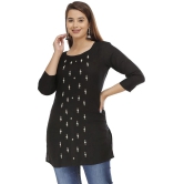 JC4U - Black Rayon Womens Straight Kurti ( Pack of 1 ) - None