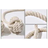 Esselkay Handmade Rope Curtain Tiebacks Curtain Ropes Holdbacks, Rural Decorative Knot Ball Cord Drapery Holdbacks Curtain Tiebacks Holder Boho Curtain Tie Customized (Cotton)