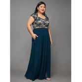 Miss Chase A+ Georgette Self Design Full Length Womens Fit & Flare Dress - Teal ( Pack of 1 ) - None