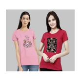 CHOZI - Pink Cotton Blend Regular Fit Women's T-Shirt ( Pack of 2 ) - None