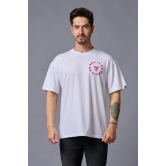 Go Devil (in Red) Printed White Oversized T-Shirt for Men L