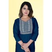 haya fashion - Blue Rayon Women's Straight Kurti ( Pack of 1 ) - None