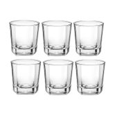 Treo By Milton Crescent Cool Glass, Set of 6, 205 ml Each. Transparent | Party Glass | Juice Glass | Dishwasher Safe | Water Glass