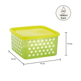 HOMETALES Plastic Multi-Purpose Food Container, 1000ml Each, Green, (3U) - Green