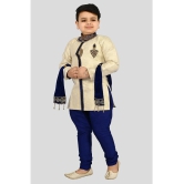 J D Creation Beige Jacquard Boys Indo Western Sherwani & Churidar Set ( Pack of 1 ) - None