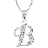 Vighnaharta B Alphabet Rhodium Plated Pendant - [VFJ1112PR]