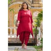 PrettyPlus by Desinoor.com Maroon Solid Pant Top Set - None