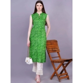 HIGHLIGHT FASHION EXPORT Cotton Printed Straight Womens Kurti - Green ( Pack of 1 ) - None