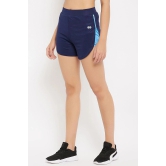 Clovia Blue Polyester Solid Shorts - Single - XL