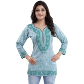 Meher Impex - Turquoise Crepe Womens Straight Kurti ( Pack of 1 ) - 3XL