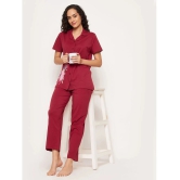 Clovia - Maroon Cotton Womens Nightwear Nightsuit Sets ( Pack of 1 ) - None