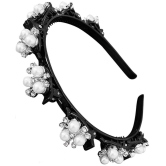 LYKAA Stylish Braided Double Layer Twist Plait Plastic Headband with Elegant Flower For Women, Girls - Black