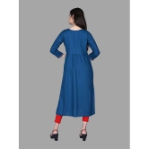 haya fashion - Blue Rayon Women's Straight Kurti ( Pack of 1 ) - None