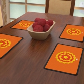 Indigifts Table Mats For Dinning Table 4 Piece 12X18 Inches - Orange Designer Dining Placemats 4 Seater