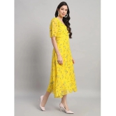 Curvydrobe Georgette Printed Full Length Womens Fit & Flare Dress - Yellow ( Pack of 1 ) - None