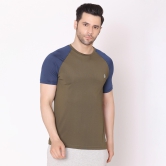 Men's Regular Fit Half Sleeves Sports & Gym T-Shirt - Olive/Airforce Olive/Airforce XL