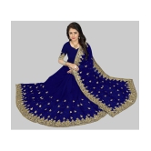 Om Shantam Sarees - Navy Blue Georgette Saree With Blouse Piece ( Pack of 1 ) - Navy Blue