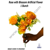 CAKE DECOR™ Rose with Blossom  Artificial Flower For Cake Decoration – (1 Bunch)-ORANGE