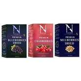 NUTICIOUS Premium Berries Set of Combo Pack (Bluberries 250gm+Cranberries 250 gm ,Mulberries 250gm)Pack of 3 Dryfruits, Nuts and Berries