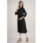 MAUKA - Black Rayon Womens Front Slit Kurti ( Pack of 1 ) - XL