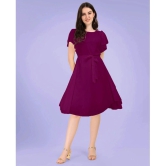 JASH CREATION Georgette Solid Knee Length Womens Fit & Flare Dress - Magenta ( Pack of 1 ) - None